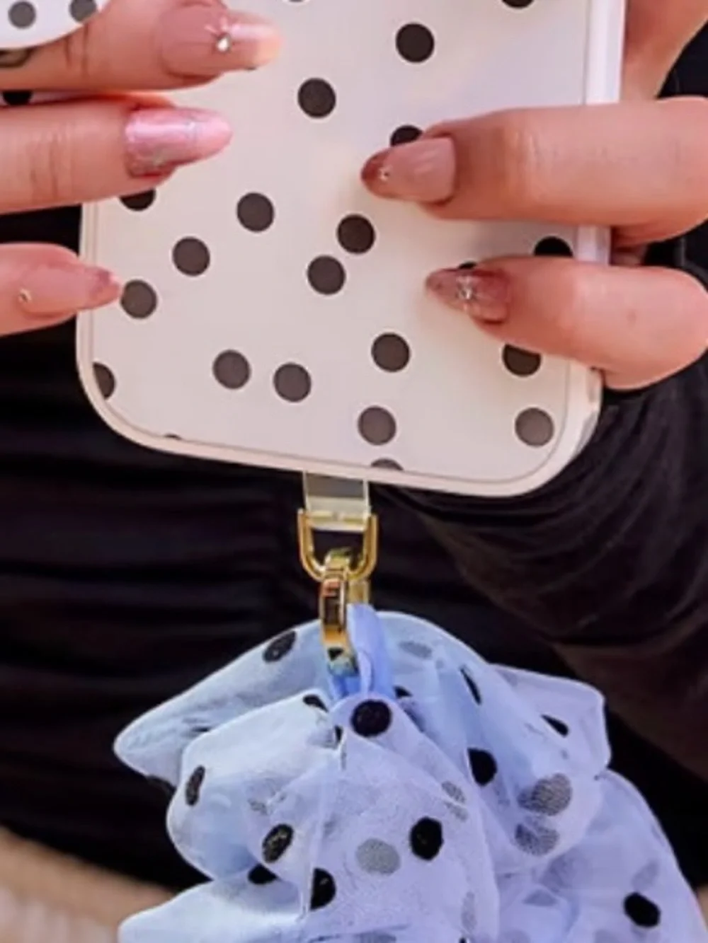 PopSocket Tulle Blue Polka Dot Scrunchie Phone Wrist Strap New in Box
